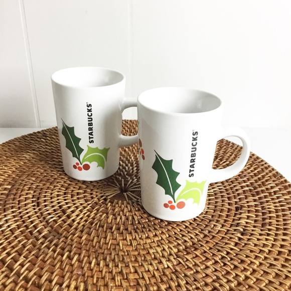 Starbucks Set Of 2 Holly Christmas Cups Mugs - Picture 4 of 6